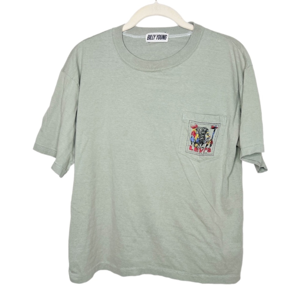 Levi's Billy Young Light Green Vintage Style Pocket Tee Shirt Large